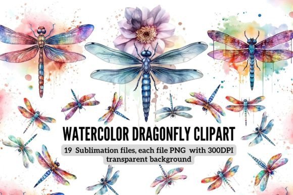elevating Brand Identity with Dragonfly Watercolor Clipart Dragonfly